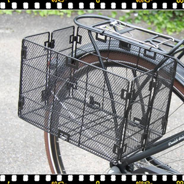 basil catania összecsukható hátsó biciklis kosár kinyitva