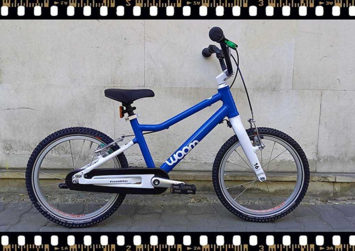 woom3 16-os méretű kék gyerek bicikli