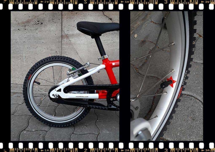 woom2 14-es méretű piros gyerek bicikli hátsó kerék