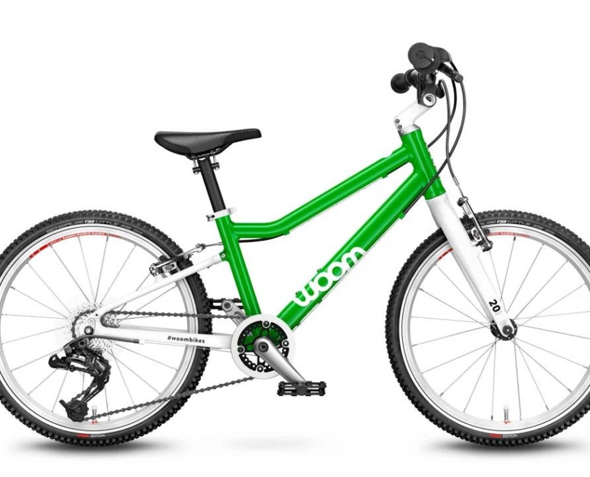 woom 20-as méretű zöld aluminium vázas gyerek bicikli